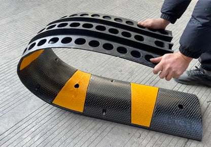 Rubber Speed Bump 6 Feet Rubber Driveway Modular Heavy Duty Speed 72.4 x 12 x 2.4 Inch Cable Protector Ramp for Garage Gravel Roads Asphalt Concrete (12 Foot)