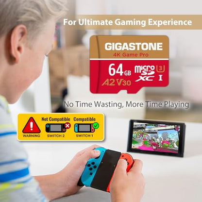 for Switch 1 Only】 GIGASTONE 64GB Micro SD Card 5