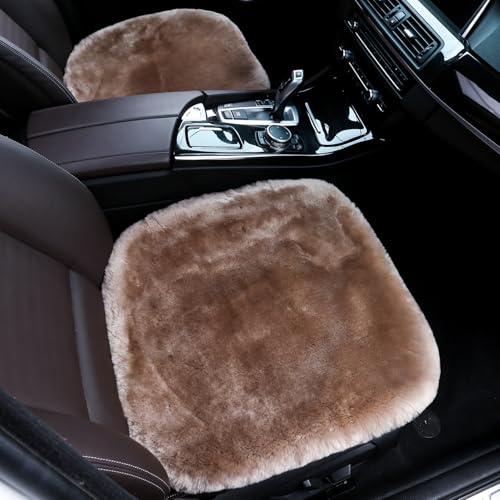 2 Pack Fuzzy Sheepskin Car Seat Covers for Soft Fur Wool Cushions (2 Count)