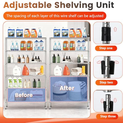 6 Tier Wire Storage Shelves with Wheels