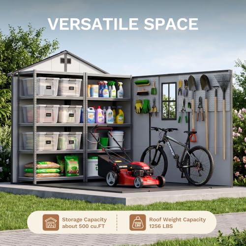 8 x 10 FT Resin Outdoor Storage Shed with Floor