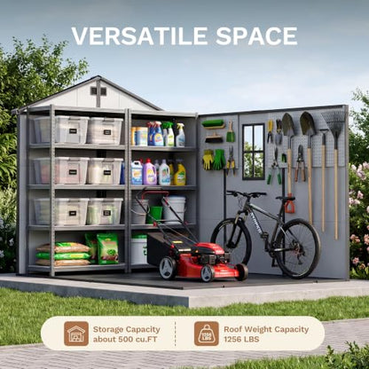 8 x 10 FT Resin Outdoor Storage Shed with Floor