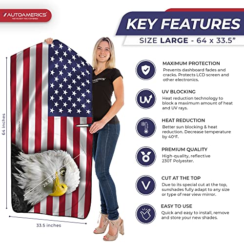 1 Piece Windshield Sun Shade New American Eagle Flag USA Patriotic Design