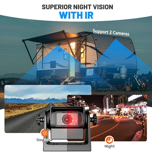 Wireless WiFi Magnetic Hitch Backup Camera 1080P HD Rechargeable Battery Powered No Wiring Rear View Reverse Monitoring Camera for Car Truck Pickup RV Camper 5th Wheel Horse Trailer Boat Trailer