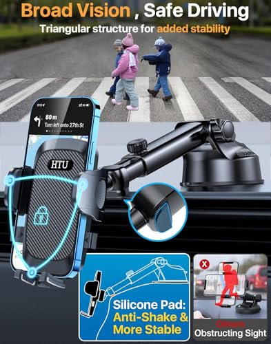 Car Phone Holder【2026 Upgraded 100+LBS Suction & Safety Cert】 Cell Phone Car Mount for Truck Heavy Duty Phone Holder for Dashboard