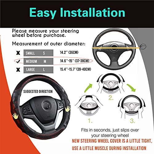 Steering Wheel Cover Great Grip Honeycomb Design 15 Inch Wine Red
