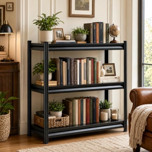 Heavy Duty Metal Bookshelf Adjustable Storage Shelving Unit for Home Office