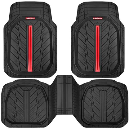 Tire Tread DeepDish Rubber Floor Mats for car Heavy Duty car mats All Weather (3 Count)