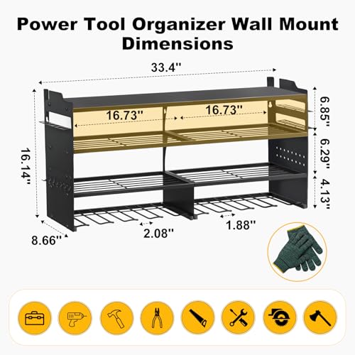 Large Power Tool Organizer Wall Mount Black