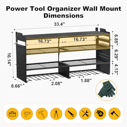 Large Power Tool Organizer Wall Mount Black