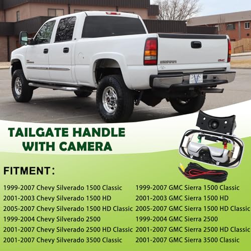 Backup Camera Tailgate Handle Rear View Camera Liftgate Latch Handle Chrome Compatible with 1999