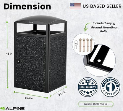 Outdoor Commercial Trash Can with Lid