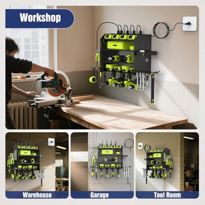 Heavy Duty Power Tool Organizer Wall Mount with Charging Station