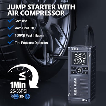 Car Battery Jump Starter with Air Compressor