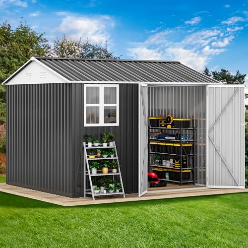 10x8ft Metal Outdoor Storage Shed with Window