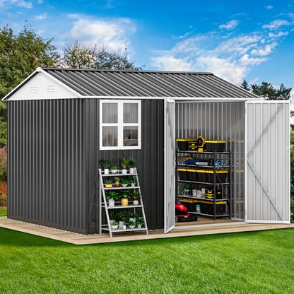 10x8ft Metal Outdoor Storage Shed with Window