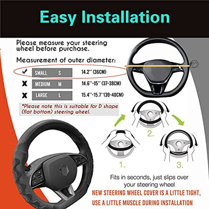D Shaped 14 Inch Small Steering Wheel Cover Great Grip