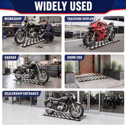 Motorcycle Mat Garage Floor Rug Washable Parking Mats for Garage Floors Non Slip Oil Absorbent Pad Rubber Backing Layer Protects Floor