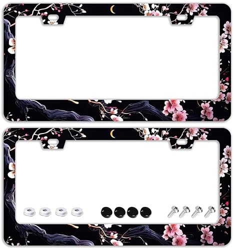 Watercolor Cherry Blossom License Plate Frames