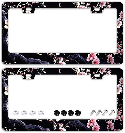 Watercolor Cherry Blossom License Plate Frames