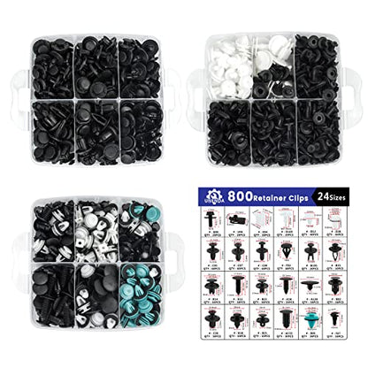 801pcs Car Push Retainer Clips with 24 Popular Push Pins for Auto Parts (801 Count)
