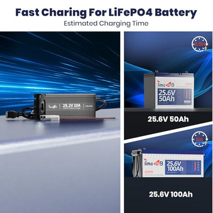 24V 20A Mini LiFePO4 Lithium Battery Charger with LED Indicators