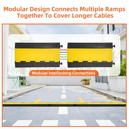 2 Pack 5 Channel Cable Protector Ramp Traffic Wire and Hose Ramp Cord Cover Heavy Duty Channels 18