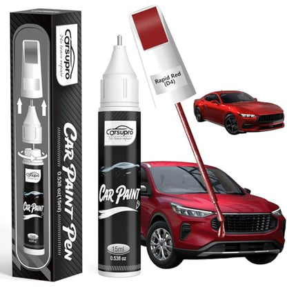 Rapid Red(D4) for Ford Touch Up Paint Pen, 2 in 1 Car Scratch Remover with Pen Tip and Brush, Precise Color Match for Car Paint Scratch Repair, Quickly and Easily Fix Chips and Nicks