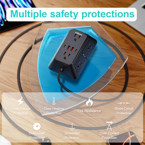 Surge Protector Power Strip with 6 Widely AC Outlets 4 USB Ports