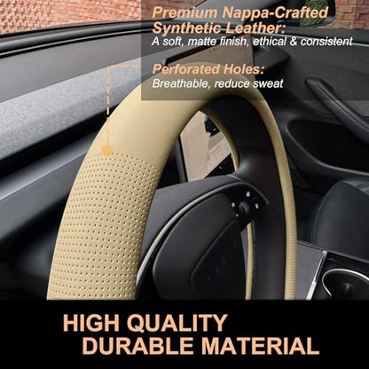 Nappa Leather Steering Wheel Cover for Tesla Model Y