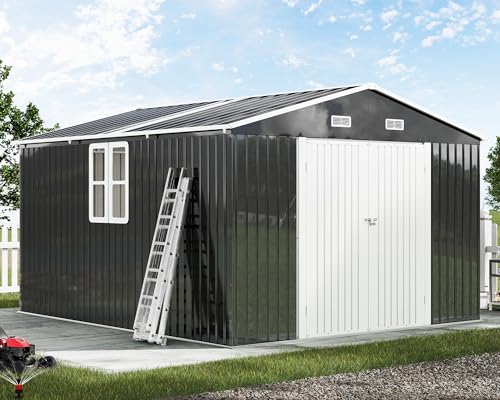 10x12x7 FT Outdoor Storage Shed with 2 Transparent Panels