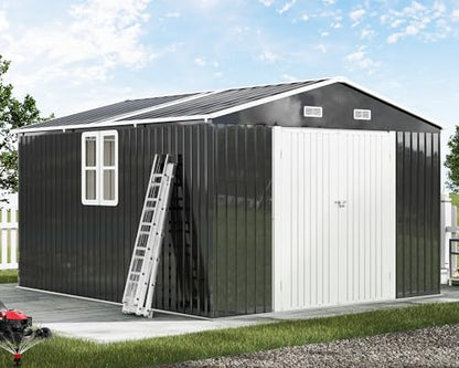 10x12x7 FT Outdoor Storage Shed with 2 Transparent Panels