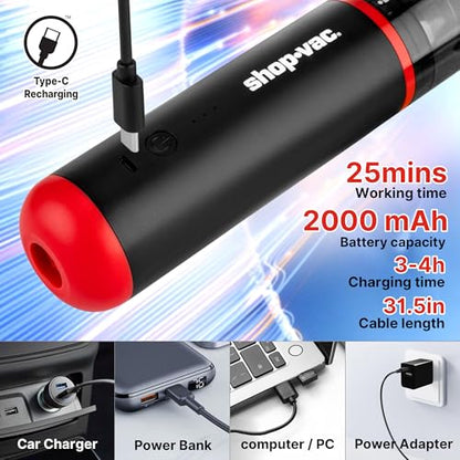 3-in-1 Car Vacuum & Air Duster, 14000Pa Mini Cordless Vacuum