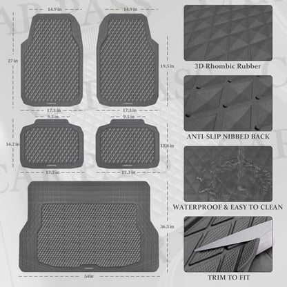 Gray Rubber Car Floor Mats & Cargo Liners