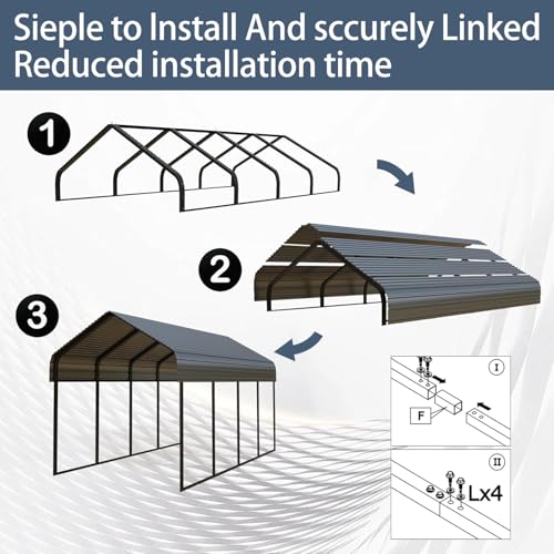 12x20 Carport Heavy Duty Galvanized Steel Garage