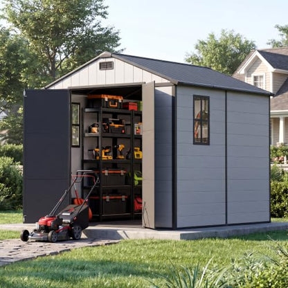 8 x 8 FT Resin Outdoor Storage Shed with Floor
