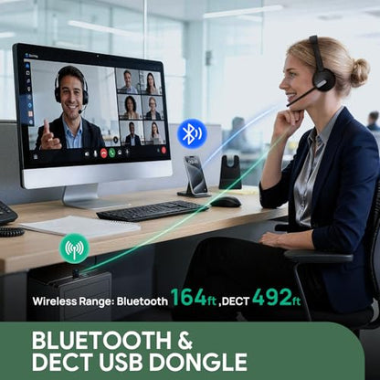 WH64 Hybrid DECT Dongle & Bluetooth Wireless Headset for Work