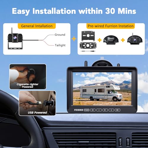 2 Wireless Backup Camera with 7" 1080p Monitor