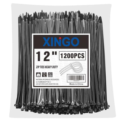 12 Inch Black Zip Ties 1200 PCS (1200 Count)