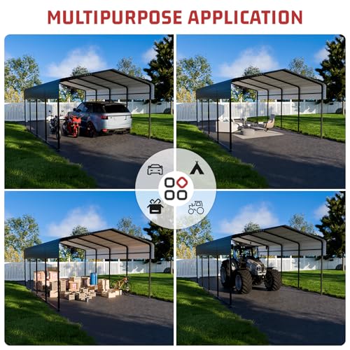 Metal Carport 10 x 15 FT with Heavy Duty Frame & Galvanized Steel Roof