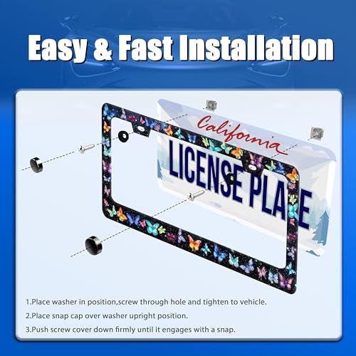Butterfly License Plate Frame Stainless Steel Accessory12.3 x 6.3"