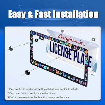 Butterfly License Plate Frame Stainless Steel Accessory12.3 x 6.3"
