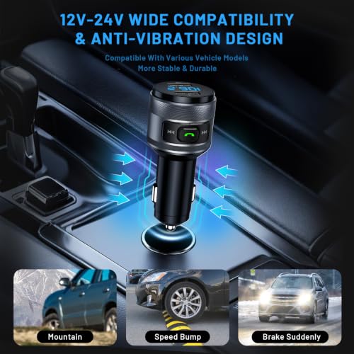 Bluetooth 6.0 FM Transmitter for Car Adapter with MP3 Player