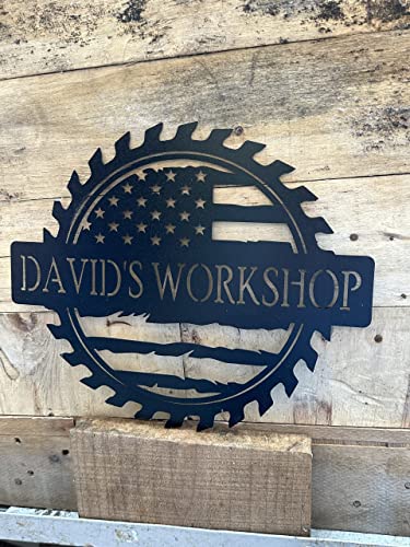 Custom American Flag Metal Shop Sign Gift for Dad