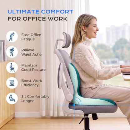 Car Seat Cushion and Lumbar Support Pillow One Piece