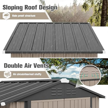 Metal Outdoor Storage Shed 6 x 8 FT Metal Shed with Lockable Door