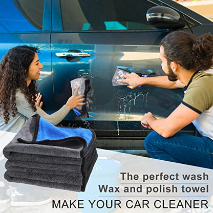 20 Pcs Microfiber Car Drying Towels Microfiber Cleaning Cloth 800 GSM Thick Plush Cleaning Dusting Cloth Auto Detailing Absorbent Towels Rags for Car Household Kitchen Window (20 Count)