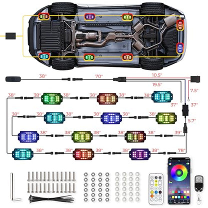 12 Pods 252 LEDs 5 Sides RGB Rock Lights for Truck (12 Count)