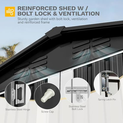 6x4ft Metal Outdoor Storage Shed