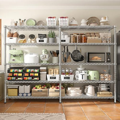 1500LBS Storage Shelves 61.7''W Wire Shelving Unit 5 Tier Metal Shelving for Storage Rack Shelves Heavy Duty Garage Shelf Pantry Shelves Kitchen Shelving (5 Count)